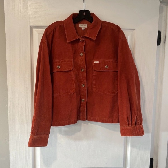 BRIXTON woman’s small corduroy jacket, orange, rust, 100% cotton button down - Picture 1 of 11